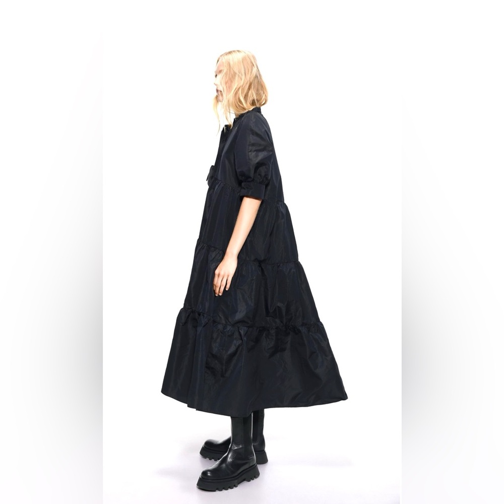 ZARA Puff Sleeve Voluminous Tiered Ruffle Midi Maxi Dress